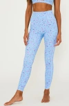Beach Riot Nella Floral Side Stripe Ankle Leggings In Iris Petal
