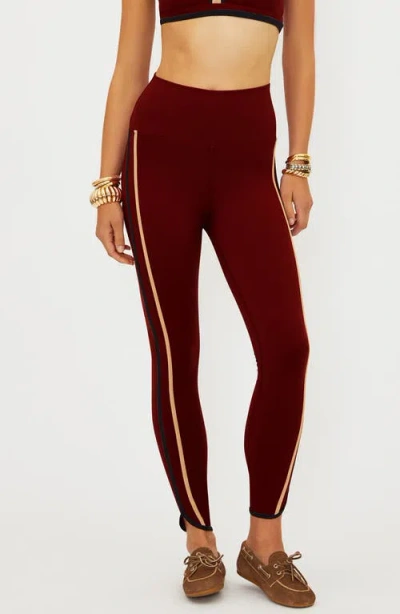 Beach Riot Nella Side Stripe Ankle Leggings In Red