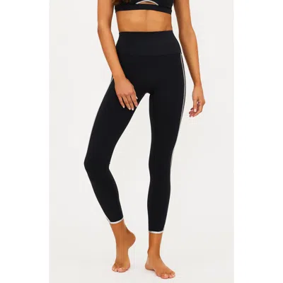 Beach Riot Nella Side Stripe Ankle Leggings In Black