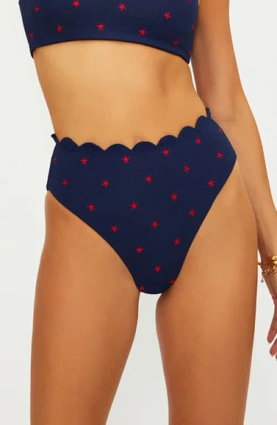 Beach Riot Nessa High Waist Bikini Bottoms In Blue