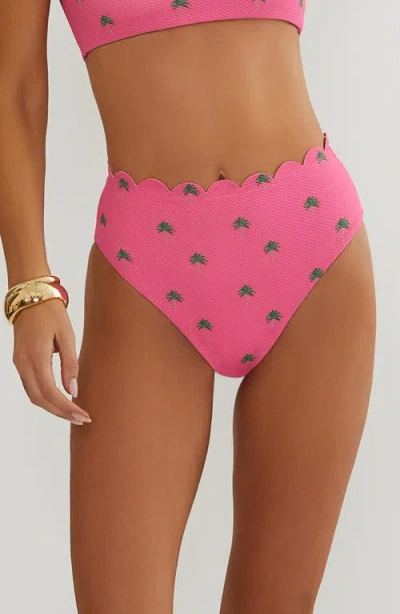 Beach Riot Nessa Scallop High Waist Bikini Bottoms In Pink