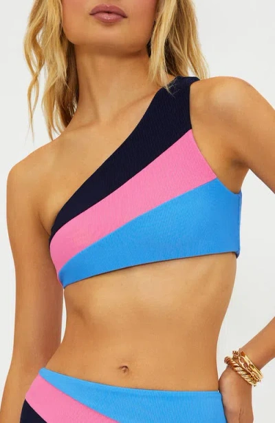 Beach Riot Nina Rib Colorblock One-shoulder Bikini Top In Multi