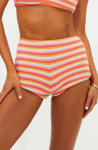 Beach Riot Nyx Open Stitch Swim Shorts In Orange