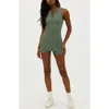 Beach Riot Olina Textured Back Cutout Romper In Queen Palm Waffle