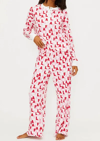 Beach Riot Pacific Long Sleeve Sleep Set In Fa La La Cheer In Multi