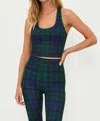 Beach Riot Performance Bra Yara Top In Winter Green Plaid In Multi