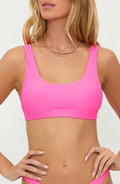 Beach Riot Peyton Ribbed Bikini Top In Neon Pink