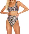 BEACH RIOT PEYTON TOP IN JEWELED PYTHON