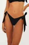 Beach Riot Philippa Side Tie Rib Bikini Bottoms In Black