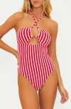 Beach Riot Phoenix Halter One-piece Swimsuit In Candy Cane Stripe