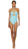 Beach Riot Phoenix Halter One-piece Swimsuit In Blueberry Ice