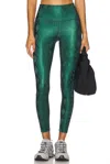 Beach Riot Piper High Waist Faux Leather Leggings In Pine Python Green In Multi