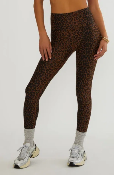 Beach Riot Piper High Waist Leopard Print Leggings In Brown