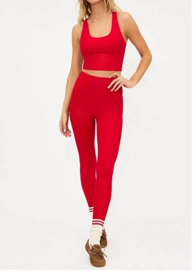 Beach Riot Piper High-rise Legging In Red Shine Waffle