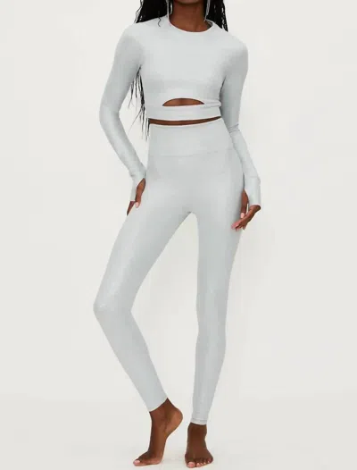 BEACH RIOT PIPER LEGGING IN SILVER SHINE WAFFLE
