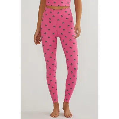Beach Riot Piper Palm Print High Waist Leggings In Pink
