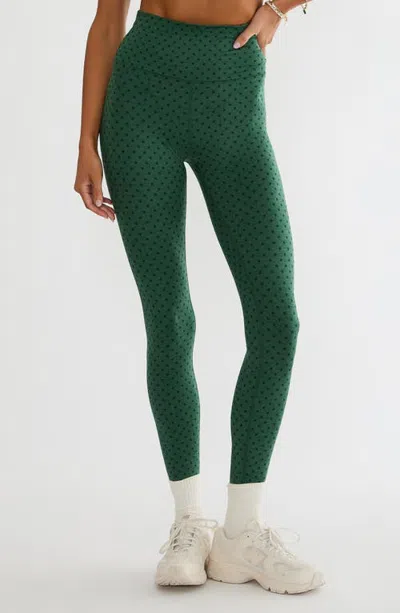 Beach Riot Piper Polka Dot High Waist Leggings In Green