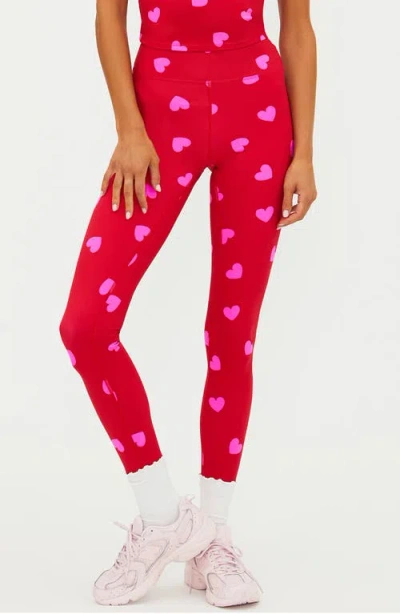 Beach Riot Piper Print Leggings In Red