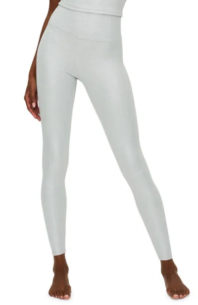 Beach Riot Piper Textured Leggings In Silver Shine Waffle