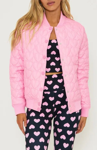 Beach Riot Quilted Heart Jacket In Prism Pink