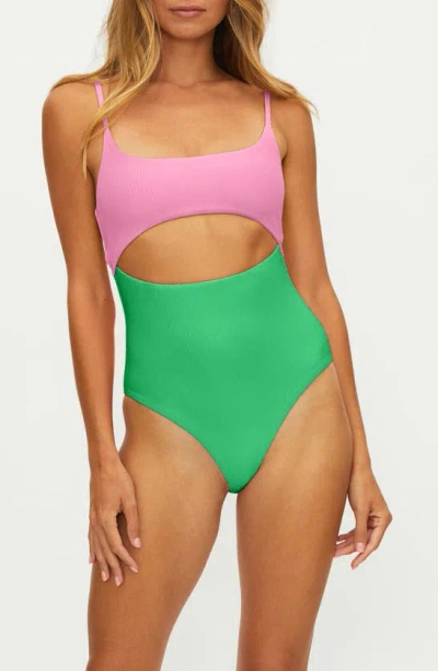 Beach Riot Ray Cutout Rib One-piece Swimsuit In Island Colorblock