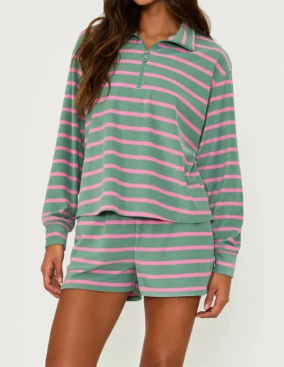 Beach Riot Sonia Sweatshirt And Shorts Set In Sage Bloom Stripe In Green