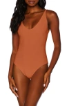 Beach Riot Reese Rib One-piece Swimsuit In Brown