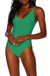 Beach Riot Reese Rib One-piece Swimsuit In Jelly Bean Green