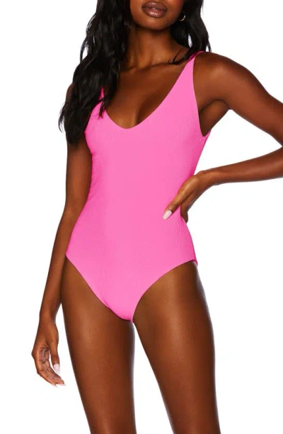 Beach Riot Reese Rib One-piece Swimsuit In Neon Pink