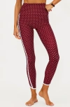 Beach Riot Rella Side Stripe Ankle Leggings In Burgundy