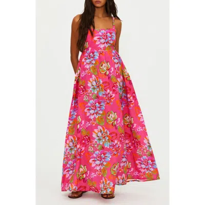 Beach Riot Rianne Floral Cotton & Linen Cover-up Maxi Dress In Pink