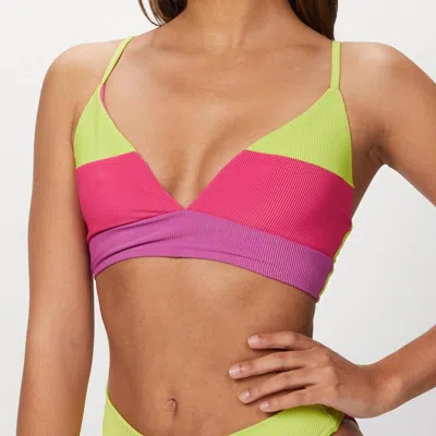 Beach Riot Riza Top In Lime Punch Colorblock In Green