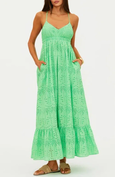 Beach Riot Ruthie Cotton Voile Cover-up Maxi Sundress In Green