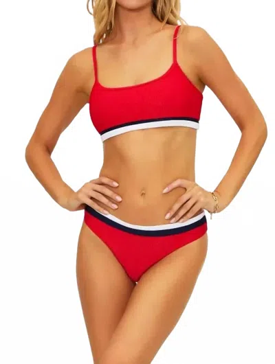Beach Riot Saffron Bikini Bottom In Crimson Firework Colorblock In Multi