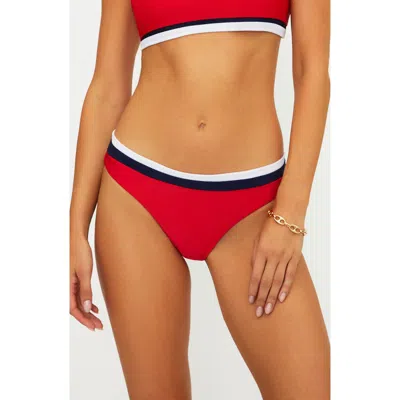 Beach Riot Saffron Rib Colorblock Bikini Bottoms In Red