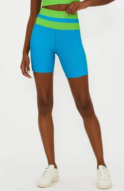 Beach Riot Samantha Colorblock Rib Bike Shorts In Palm Green Colorblock