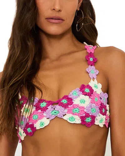 Beach Riot Shannon Floral Crochet Bikini Top In Love Flow