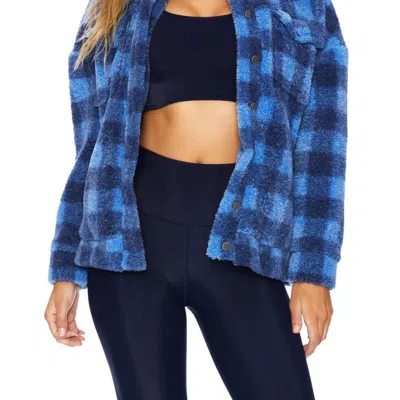 Beach Riot Sherpa Jacket In Cornflower Buffalo Check In Blue