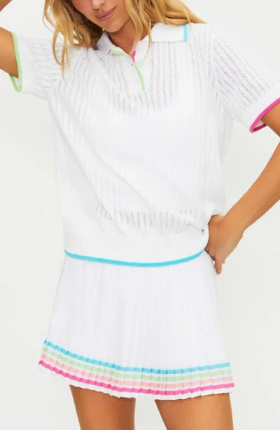 Beach Riot Sia Knit Polo Top In White