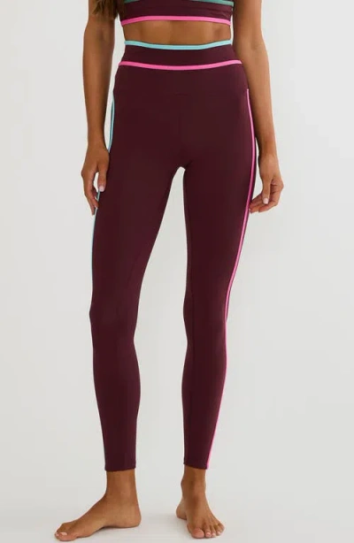 Beach Riot Solara High Waist Colorblock Leggings In Brown