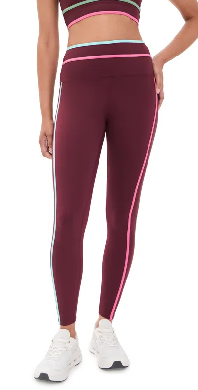 Beach Riot Solara Leggings Raspberry Bloom Colorblock In Burgundy