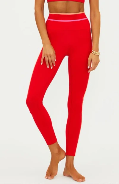 Beach Riot Solara Side Stripe Leggings In Red