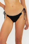 Beach Riot Soleil Crochet Side Tie Bikini Bottom In Black
