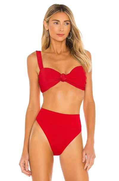 Beach Riot Sophia Ribbed Bikini Top In Red