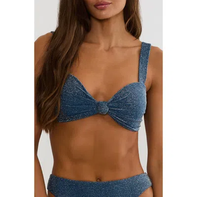 Beach Riot Sophia Knot Front Bikini Top In Blue