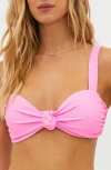 Beach Riot Sophia Knot Front Bikini Top In Prism Pink