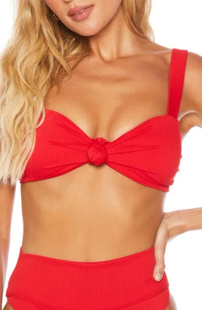 Beach Riot Sophia Ribbed Bikini Top In Red