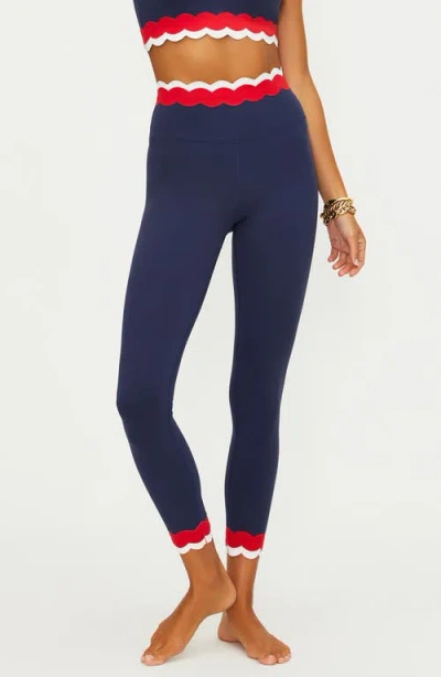 Beach Riot Stacy Scallop Colorblock Rib Leggings In Blue
