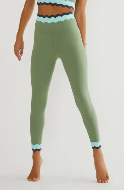 Beach Riot Stacy Scalloped High Waist 7/8 Leggings In Green