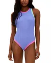 Beach Riot Steph Ribbed One Piece Swimsuit In Purple And Pink